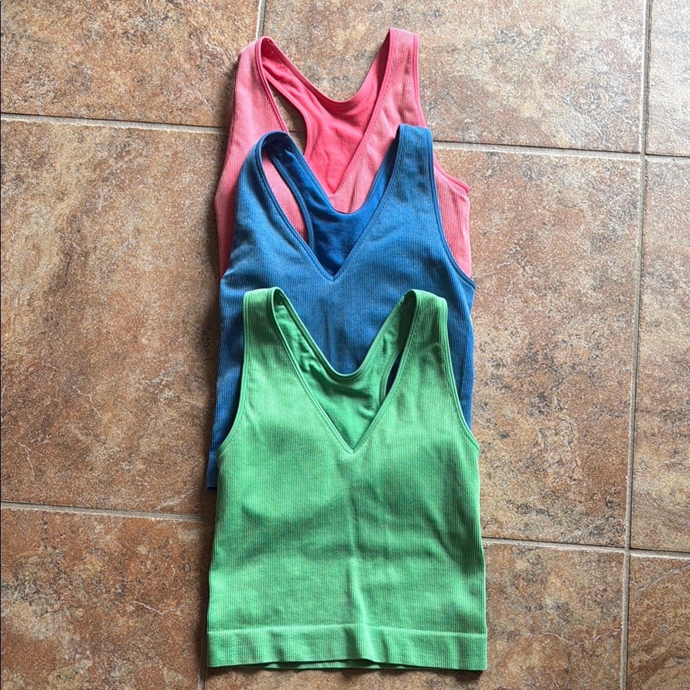 Target Women’s V-Neck Tank Tops - Green, Blue, Pink